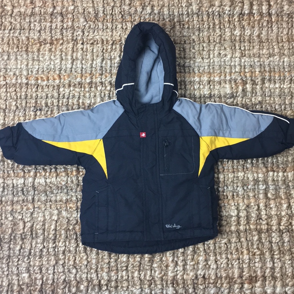Old Navy Black fleece lined coat 12-18M